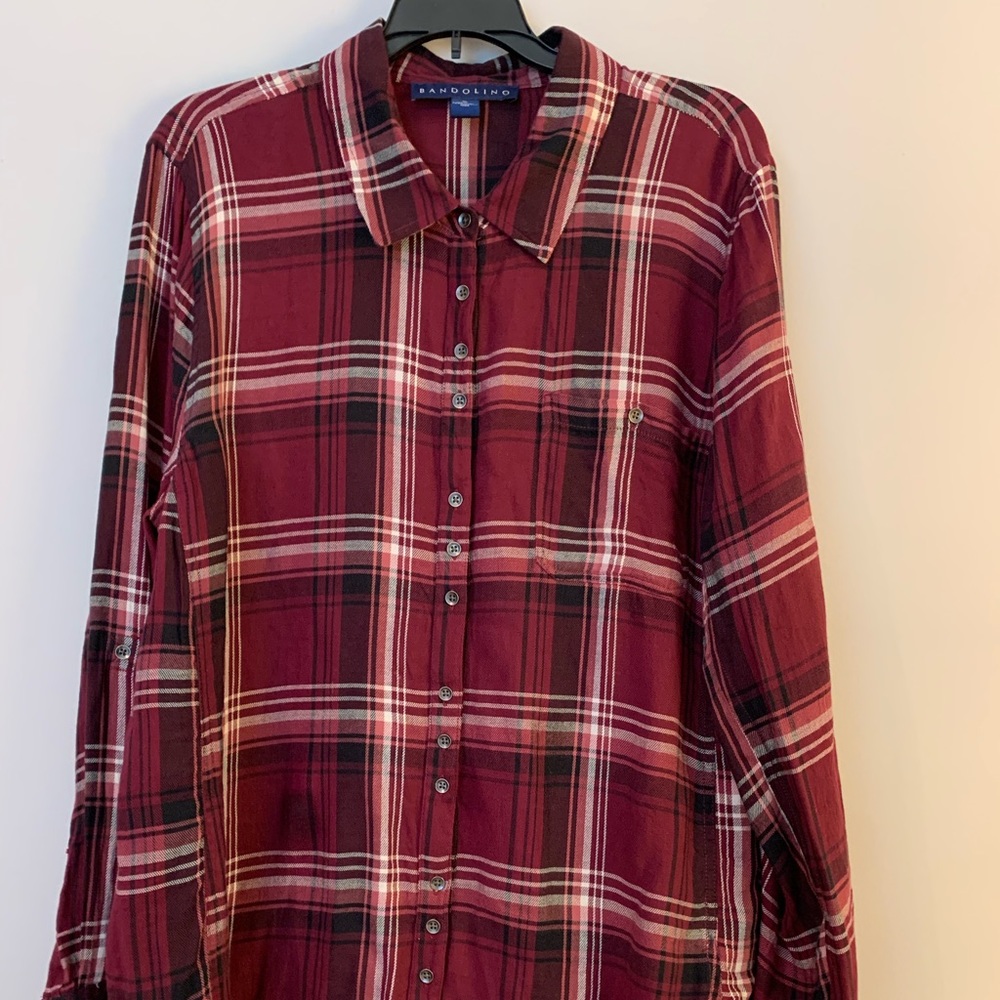 Bandolino plaid long sleeve shirt